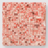 Überlappen kleiner Quadrate, Rot- oder Korallenfar Steinuntersetzer (Vorderseite)