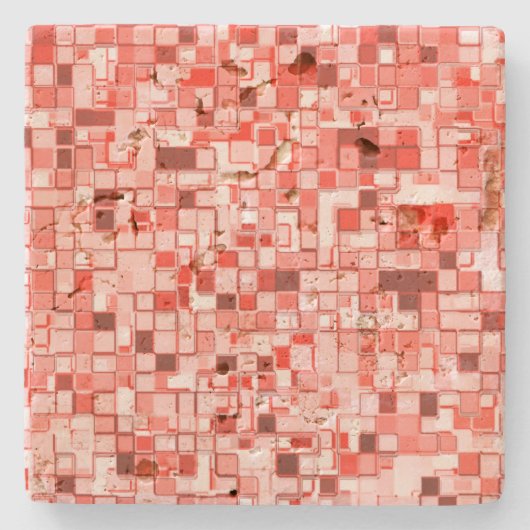 Überlappen kleiner Quadrate, Rot- oder Korallenfar Steinuntersetzer (Vorderseite)