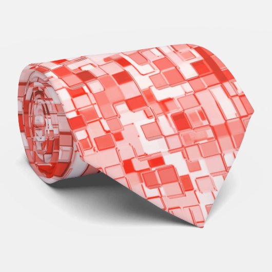 Überlappen von Mini-Quadraten, Rot- oder Korallent Krawatte (Gerollt)