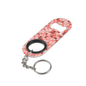 Überlappen von Mini-Quadraten, Rot- oder Korallent Mini Flaschenöffner (Rückseite Schrägansicht)