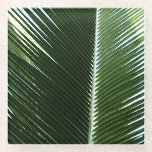 Überlappen von Palm Fronds Tropical Green Abstrakt Glasuntersetzer