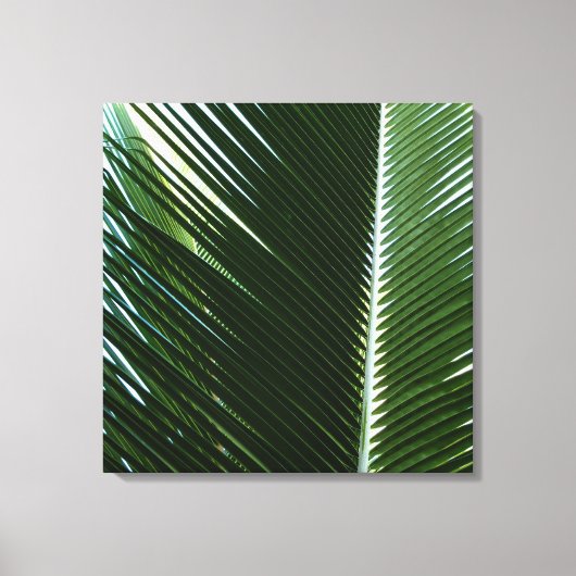 Überlappen von Palm Fronds Tropical Green Abstrakt Leinwanddruck (Vorderseite)