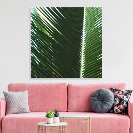 Überlappen von Palm Fronds Tropical Green Abstrakt Leinwanddruck (Insitu (Wohnzimmer))