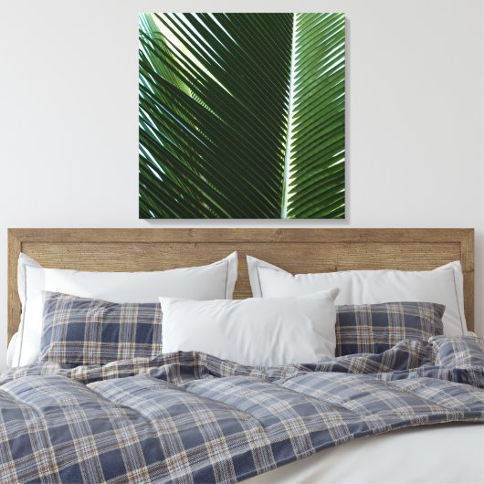 Überlappen von Palm Fronds Tropical Green Abstrakt Leinwanddruck (Insitu (Schlafzimmer))