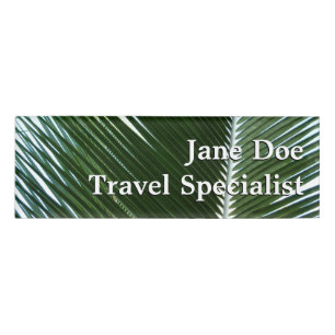 Überlappen von Palm Fronds Tropical Green Abstrakt Namenschild