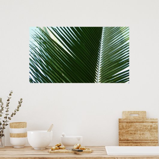 Überlappen von Palm Fronds Tropical Green Abstrakt Poster (Küche)