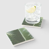 Überlappen von Palm Fronds Tropical Green Abstrakt Steinuntersetzer (Seitenansicht)