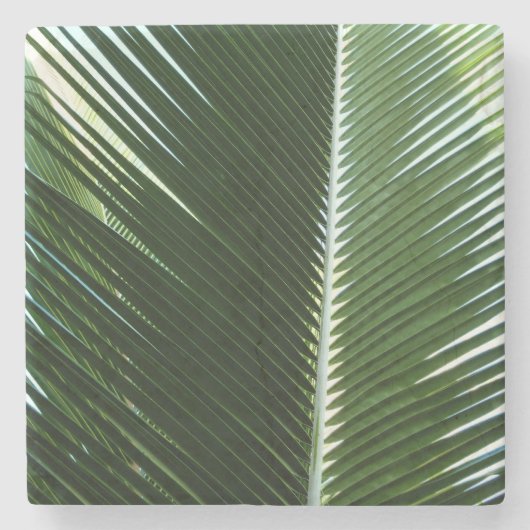 Überlappen von Palm Fronds Tropical Green Abstrakt Steinuntersetzer (Vorderseite)