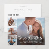 Überlappende Foto-Hochzeit Save The Date Postkarte (Vorne/Hinten)