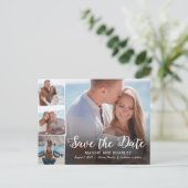 Überlappende Foto-Hochzeit Save The Date Postkarte (Stehend Vorderseite)