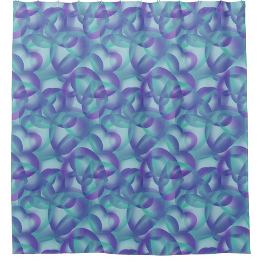 Überlappende, im Lila Aqua-Muster Abstrakte Herzen Duschvorhang (Vorderseite)