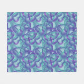 Überlappende, im Lila Aqua-Muster Abstrakte Herzen Fleecedecke (Vorderseite (Horizontal))