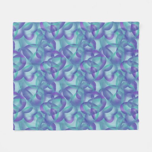 Überlappende, im Lila Aqua-Muster Abstrakte Herzen Fleecedecke (Vorderseite (Horizontal))