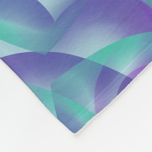 Überlappende, im Lila Aqua-Muster Abstrakte Herzen Fleecedecke (Ecke)