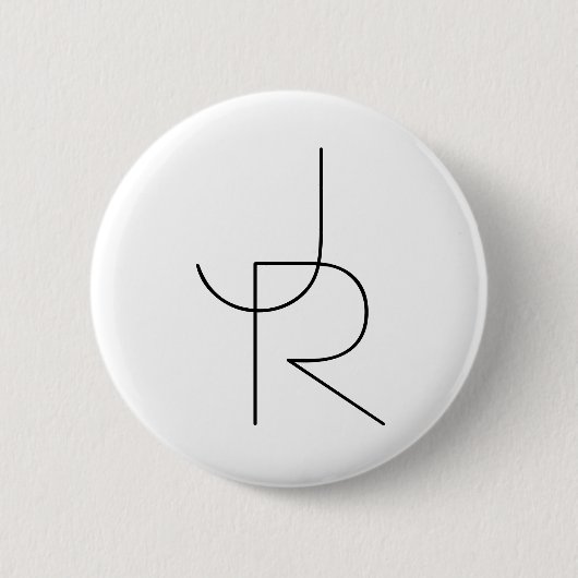 Überlappende Initialen | Schwarz auf Weiß Button (Vorderseite)