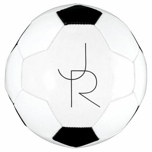 Überlappende Initialen | Schwarz auf Weiß Fußball (Vorderseite)