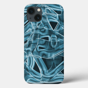 Überlappende Kurven in Bandform, blaues Neonrelief Case-Mate iPhone Hülle