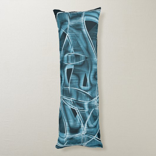 Überlappende Kurven in Bandform, blaues Neonrelief Seitenschläferkissen (Rückseite (Vertikal))