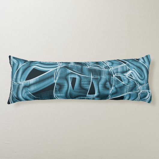Überlappende Kurven in Bandform, blaues Neonrelief Seitenschläferkissen (Vorderseite)