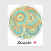 Überlappende Mandala Blau Braun Gold Aufkleber (Blatt)