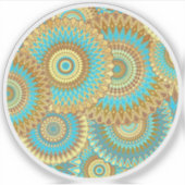 Überlappende Mandala Blau Braun Gold Aufkleber (Vorderseite)