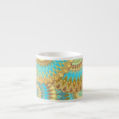 Überlappende Mandala Blau Braun Gold Espressotasse (Vorderseite)