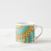 Überlappende Mandala Blau Braun Gold Espressotasse (Rechts)