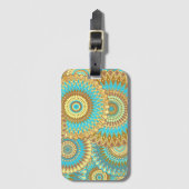 Überlappende Mandala Blau Braun Gold Gepäckanhänger (Vorderseite Vertikal)