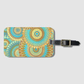 Überlappende Mandala Blau Braun Gold Gepäckanhänger (Vorderseite (Horizontal))