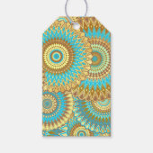 Überlappende Mandala Blau Braun Gold Geschenkanhänger (Vorderseite)