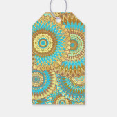 Überlappende Mandala Blau Braun Gold Geschenkanhänger (Rückseite)