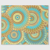 Überlappende Mandala Blau Braun Gold Geschenkpapier (Flach)