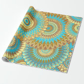 Überlappende Mandala Blau Braun Gold Geschenkpapier (Ungerollt)