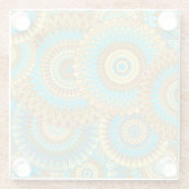 Überlappende Mandala Blau Braun Gold Glasuntersetzer (Rückseite)