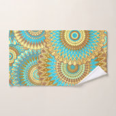Überlappende Mandala Blau Braun Gold Handtuch (Handtuch)