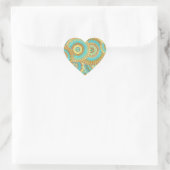 Überlappende Mandala Blau Braun Gold Herz-Aufkleber (Tasche)