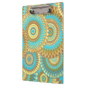 Überlappende Mandala Blau Braun Gold Klemmbrett (Links)