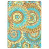 Überlappende Mandala Blau Braun Gold Klemmbrett (Rückseite)