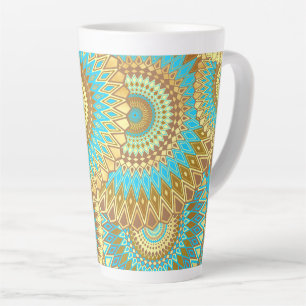 Überlappende Mandala Blau Braun Gold Milchtasse