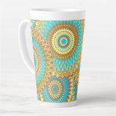 Überlappende Mandala Blau Braun Gold Milchtasse (Linke Ecke)