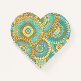 Überlappende Mandala Blau Braun Gold Notizblock
