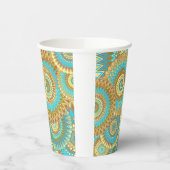 Überlappende Mandala Blau Braun Gold Pappbecher (Links)