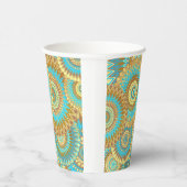 Überlappende Mandala Blau Braun Gold Pappbecher (Rechts)