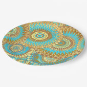 Überlappende Mandala Blau Braun Gold Pappteller (Schrägansicht)