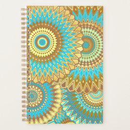 Überlappende Mandala Blau Braun Gold Planer