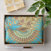 Überlappende Mandala Blau Braun Gold Seidenpapier (Geschenk)