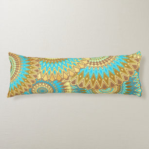 Überlappende Mandala Blau Braun Gold Seitenschläferkissen