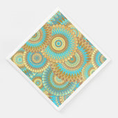 Überlappende Mandala Blau Braun Gold Serviette (Ecke)