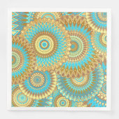 Überlappende Mandala Blau Braun Gold Serviette (Vorderseite)