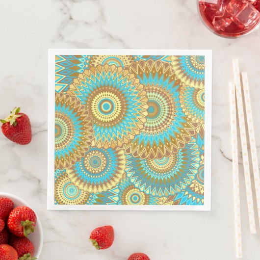 Überlappende Mandala Blau Braun Gold Serviette (Beispiel)